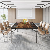 Tribesigns Conference Table, 78.7" W x 39.4" D Meeting Seminar Table, Large Rectangle Computer Desk, Boardroom Desk for Office Meeting Conference Room, Rustic Brown/Black Tribesigns