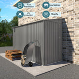 Vigo huseeo 4 * 9.2 FT Outdoor Storage Shed, Galvanized Steel Garden Shed with Lockable Door & Window, Waterproof Metal Tool Storage for Garden, Backyard, Patio, Lawn(Gray) Vigo huseeo