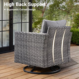 ovios Patio Furniture Set, 8 Piece Outdoor Wicker Sofa with Swivel Rocking Chairs and Comfy Cushions, High Back Rattan Couch Conversation Set, Dark Grey ovios