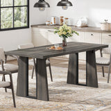 DWVO Rectangle Dining Table for 6-8 People 70.86 Inch Large Dining Room Table Wooden Dinner Table with Heavy Duty Legs for Kitchen Apartment Restaurant Rustic Grey DWVO