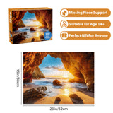500 Pieces Puzzles for Adults Jigsaw Puzzle Beach Sea Cave Sunset Puzzle for Children Elderly, Recycled Paper Puzzle 500 Pieces, Art DIY Challenging Puzzle Family Game Gift for Friends, 20.5 x 15 in Jeacirio