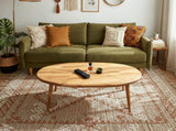 Solid Wood Oval Coffee Table for Living Room, Scandinavian Modern Design, Easy Assembly, Small Space Friendly, 33″W x 18″D x 18″H BAROKKO