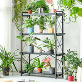 HCHQHS Bookshelf, 4-Tier Industrial Bookcase, Black Open Book Shelf, Freestanding Tall Bookshelves with Metal Frame HCHQHS