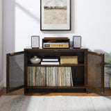 Crosley Furniture Kenji Media Console, Record Player Stand with Vinyl Storage, Modern Home Organizer, Dark Brown Crosley Furniture