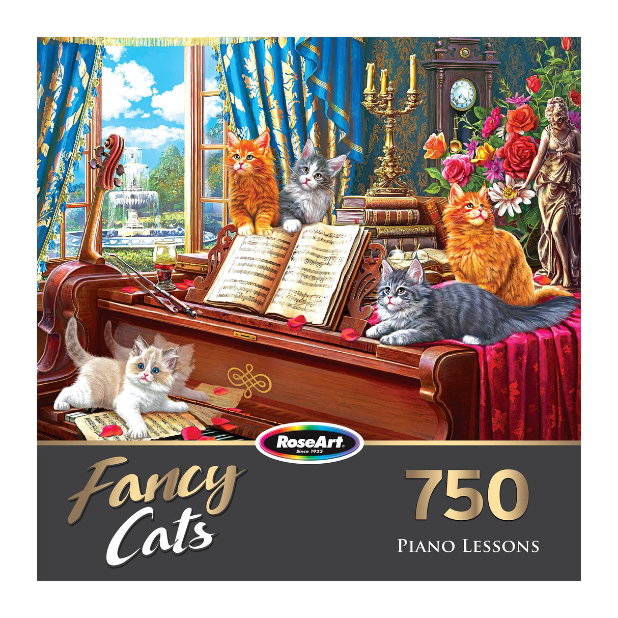 RoseArt - Fancy Cats - Piano Lessons - 750 Piece Jigsaw Puzzle for Adults RoseArt