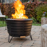 TIKI 25-Inch Smokeless Patio Fire Pit, Wood Burning with Removable Ash Pan & Weather-Resistant Cover, Modern Black Design – Ideal Outdoor Smokeless Fire Pit for Backyard & Patio TIKI