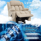 Power Lift Chair for Elderly, Electric Recliner Chair with 8-Point Vibration Massage and Lumbar Heating, Charging Ports, Cup Holders, Standing Assistance Reclining - Ivory White Luxlen