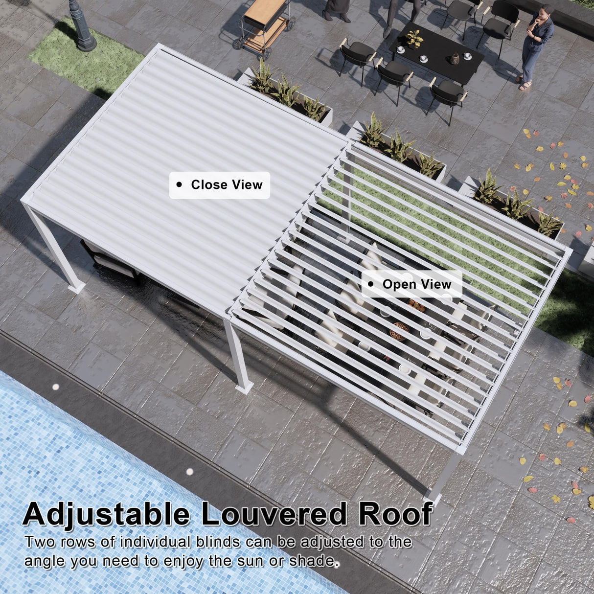 MASTERCANOPY 12’ X 20’ Louvered Pergola Outdoor Aluminum Patio Pergola with Adjustable Roof for Deck Backyard Garden (White) MASTERCANOPY