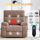 Trustyue Extra Large Dual Motor Power Lift Recliner Chair, Lift Chair with Massage and Heat for Elderly, Lay Flat Recliner, Standing Assistance, Stainless Steel Cup Holders, Chenille Brown Trustyue