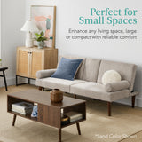 Best Choice Products Mid-Century Modern Upholstered Futon, Convertible Folding Sofa Bed, Small Couch w/Rounded Armrests, 2 Cupholders - Gray Best Choice Products