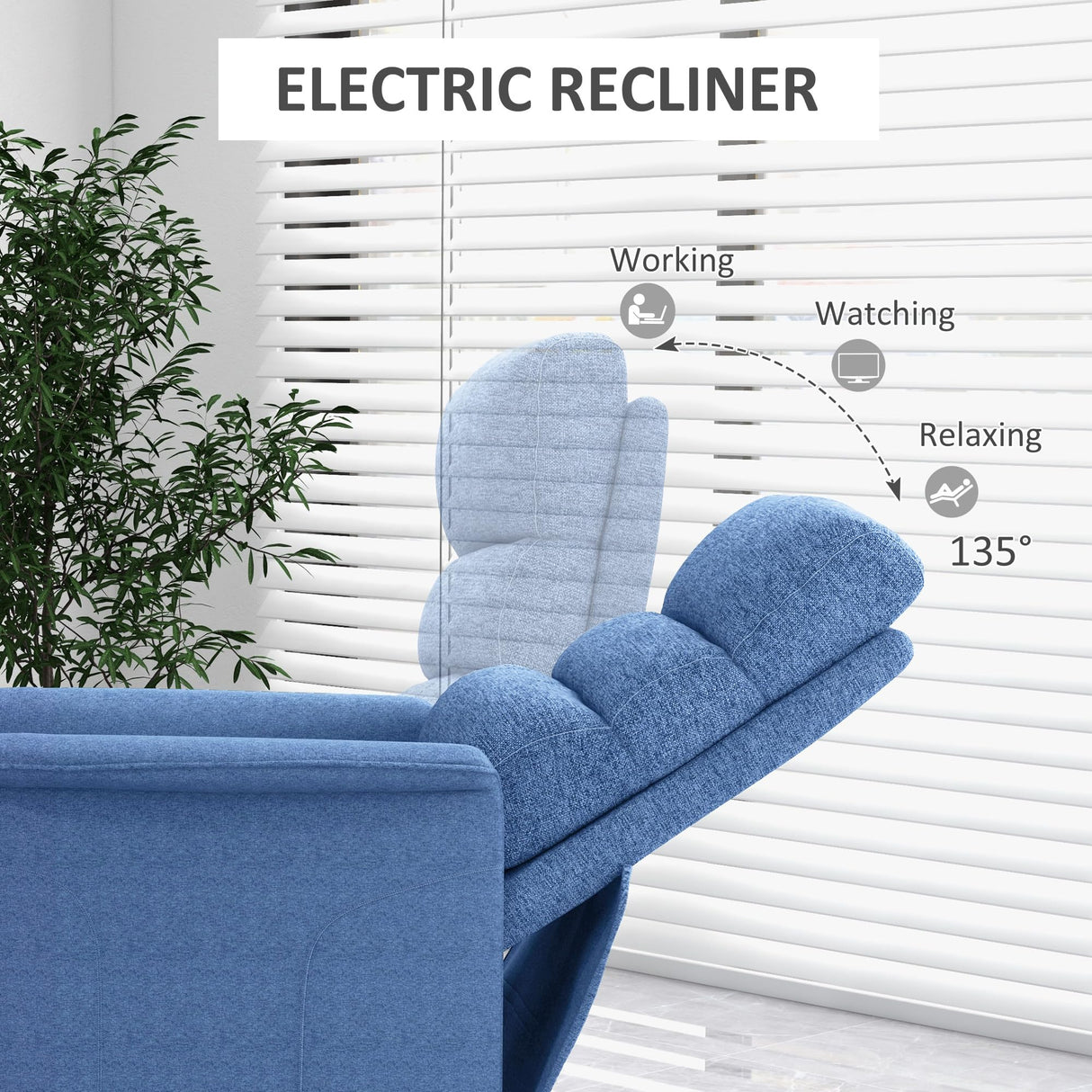 HOMCOM Power Lift Recliner Chair for Elderly, Easy Assembly, Fabric Lift Chair for Adults, Recliner Sofa with Remote Control, Side Pockets for Living Room, Blue HOMCOM