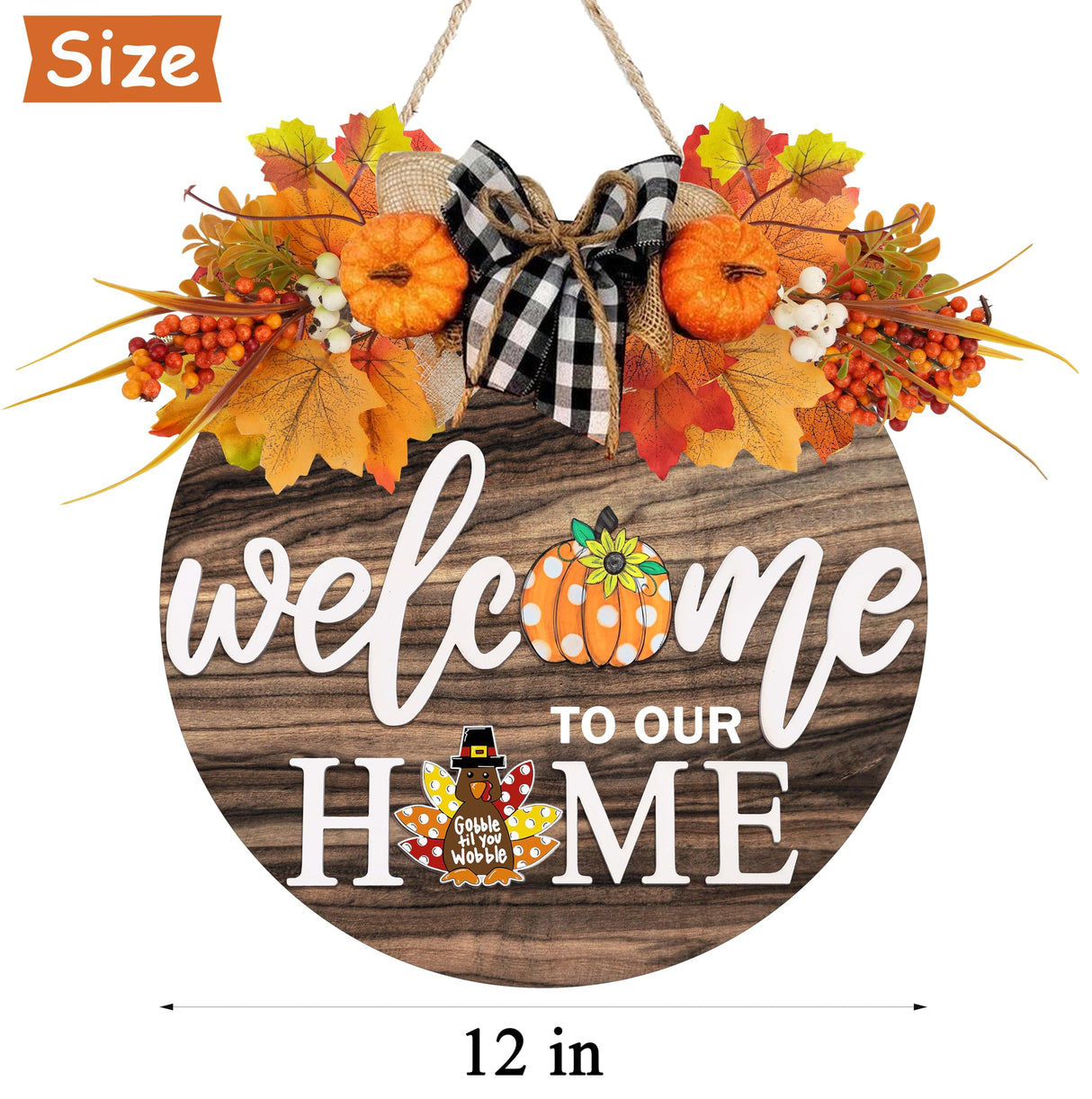 Interchangeable Welcome Sign for Front Door with 4 Seasonal Wreaths and 21 Changeable Icons, Farmhouse Rustic Outdoor Welcome Signs Porch, Holiday Spring Summer Winter Fall Decorations for Home Gifts OWUH
