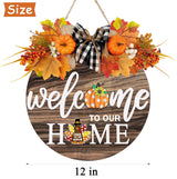 Interchangeable Welcome Sign for Front Door with 4 Seasonal Wreaths and 21 Changeable Icons, Farmhouse Rustic Outdoor Welcome Signs Porch, Holiday Spring Summer Winter Fall Decorations for Home Gifts OWUH
