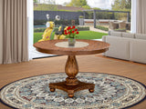 East West Furniture FE2-0N-TP Ferris Modern Dining Table - a Round Kitchen Table Top with Pedestal Base, 48x48 Inch, Sandblasting Antique Walnut East West Furniture