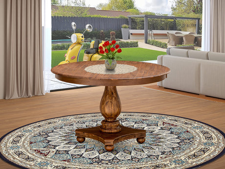 East West Furniture FE2-0N-TP Ferris Modern Dining Table - a Round Kitchen Table Top with Pedestal Base, 48x48 Inch, Sandblasting Antique Walnut East West Furniture
