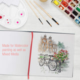 U.S. Art Supply 8.5" x 8.5" Watercolor Book, 2 Pack, 76 Pages, 110 lb (230 GSM) - Linen-Bound Hardcover Artists Paper Pads - Acid-Free, Cold-Pressed, Brush Painting & Drawing Sketchbook Mixed Media U.S. Art Supply