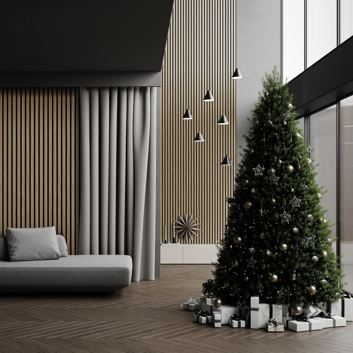 2-Pack Acoustic Wood Wall Panels - Wood Slat Wall Panels for Interior Wall Decor - Soundproof Wood Panels for Wall - Slat Wall Paneling - Wood Paneling for Walls and Ceilings COREMINDED