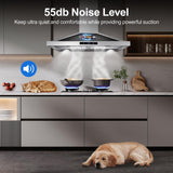 Tieasy Range Hood 30 inch Wall Mount, Kitchen Vent Hood 450 CFM in Stainless Steel, Stove Vent Hood with Ducted Convertible Ductless, Touch Switch, LEDs Light, 3-Speed Fan, Aluminum Filters Tieasy