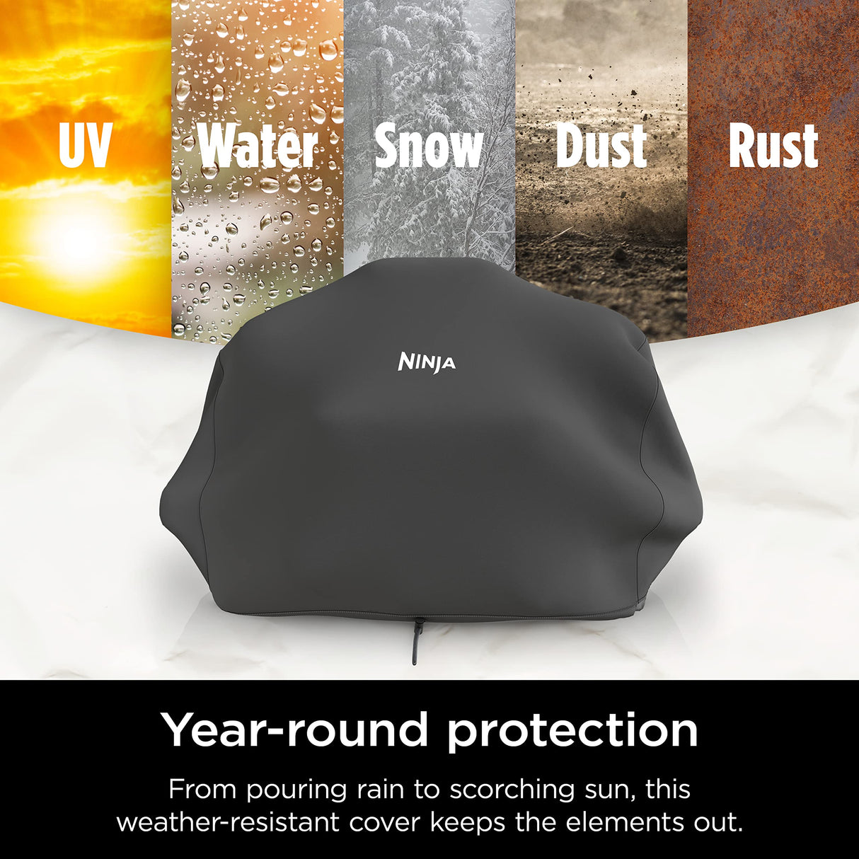 Ninja XSKCOVER Premium Outdoor Cover, Compatible Woodfire Grills (OG700 Series), Water-Resistant, Anti-Fade Fabric, Lightweight, Black, 19'' x 24'' x 13' Ninja