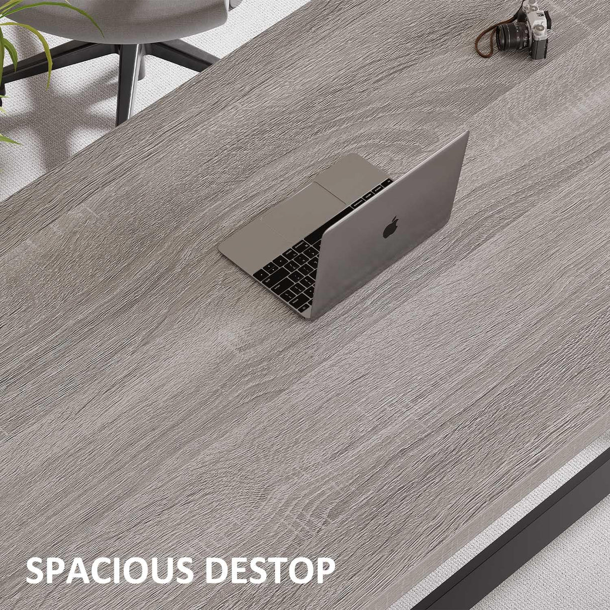 IBF Computer Desk, Industrial PC Laptop Office Desk, Farmhouse Gaming Desk with Spacious Desktop, Rustic Wood Metal Writing Study Work Table for Home Office Bedroom, 47 Inch, Grey Oak IBF