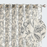 jinchan Floral Linen Blend Curtains for Living Room Black French Country Farmhouse 84 Inch Long Light Filtering Semi Sheer Kitchen Window Back Tab Curtains 2 Panels jinchan