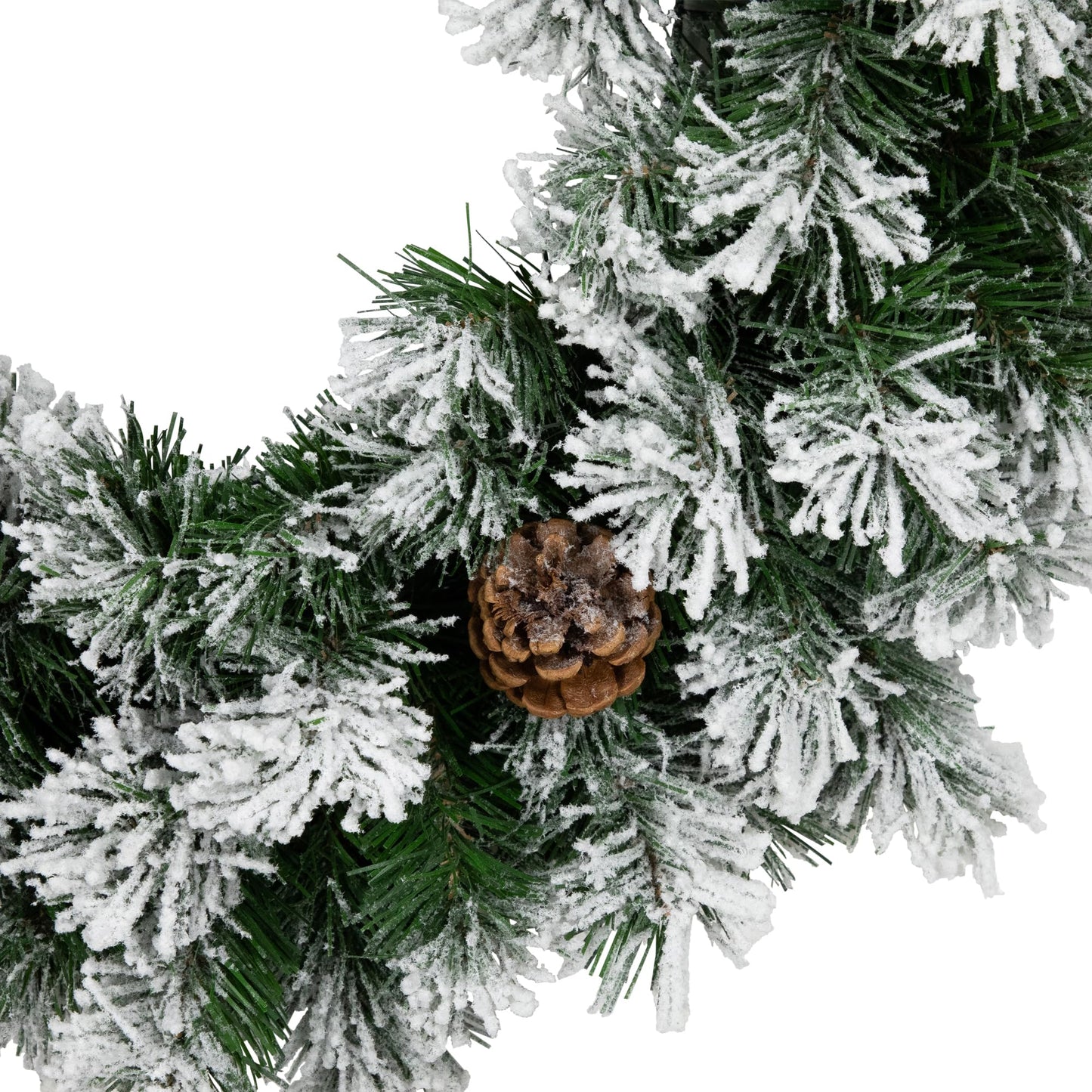 Northlight Snowy Flocked Angel Pine with Pine Cones Artificial Christmas Wreath - 36" - Unlit