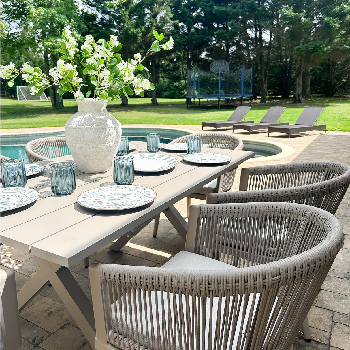 PURPLE LEAF Patio Dining Set for 10 All-Weather Wicker 11 Piece Aluminium Outdoor Table and Chairs Set Included Cushions for Backyard Indoor Decor Kitchen Modern Outdoor Furniture Set Champagne PURPLE LEAF