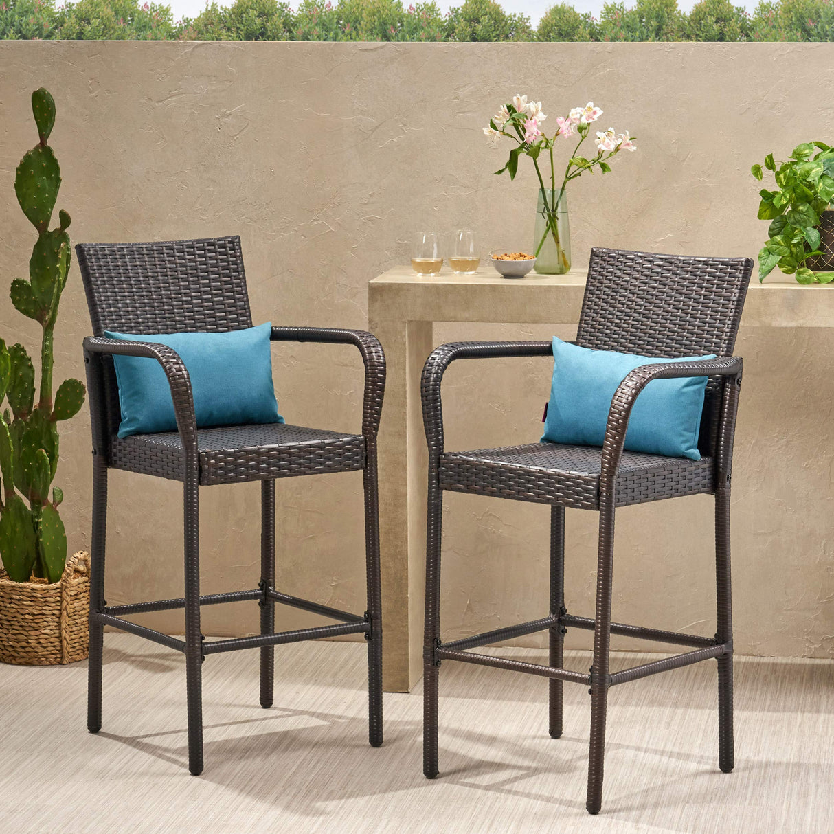 Christopher Knight Home Stewart Outdoor Bar Stool, Set of 2, Brown Christopher Knight Home