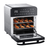 GoWISE USA 14.7-Quart Air Fryer Grill with Dual Heating Elements & Oven with Rotisserie, Dehydrator, Preheat and Broil Functions + 11 Accessories with 2 Recipe Books (Stainless Steel/Black), Ultimate GoWISE USA