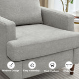 Weture Mid-Century Accent Chair,Modern Linen Fabric Armchair for Living Room,Comfy Upholstered Reading Accent Chairs for Bedroom,Single Sofa Chair with Wood Legs (Light Grey, 1 Pack) Weture