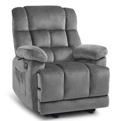 MCombo Power Recliner Chair with Heat and Vibration, USB Ports, Fabric Electric Reclining Sofa for Living Room R6233 MCombo