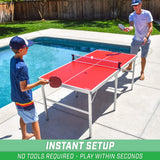 GoSports 6 ft x 3 ft Mid-size Table Tennis Game Set - Indoor / Outdoor Portable Table Tennis Game with Net, 2 Table Tennis Paddles and 4 Balls GoSports