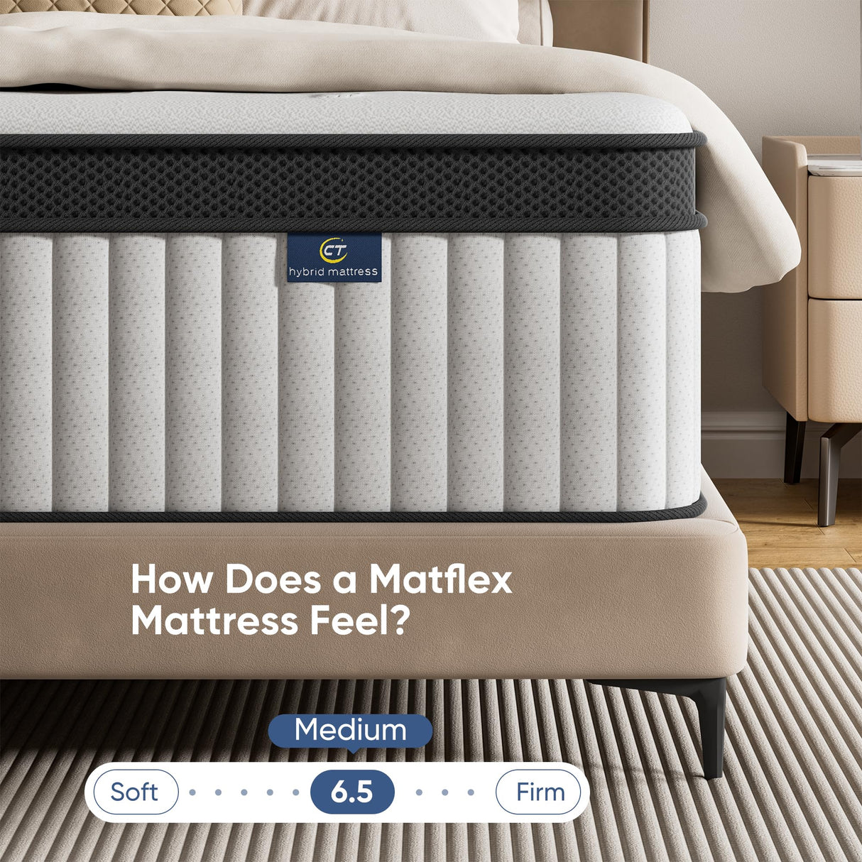 cemtip King Mattress, 12 Inch Hybrid Mattress in a Box, Memory Foam and Pocket Springs, Fiberglass Free, Soft and Breathable, Medium Firm Feel cemtip