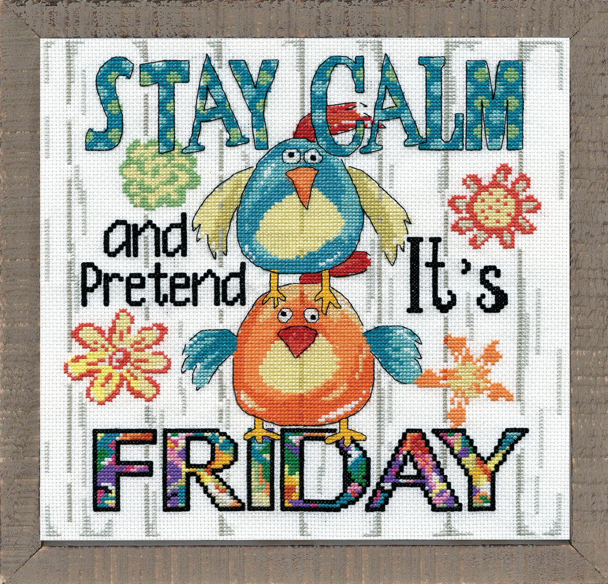 Design Works Crafts, 10" x 10" Counted Cross Stitch Kit, Stay Calm, White DesignWorks Ink