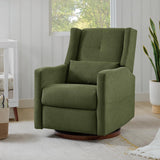 KISLOT Upholstered Recliner Swivel Glider Nursery Chair Reclining Performance Fabric Rocker with Wood Base,Boucle,Moss Green KISLOT