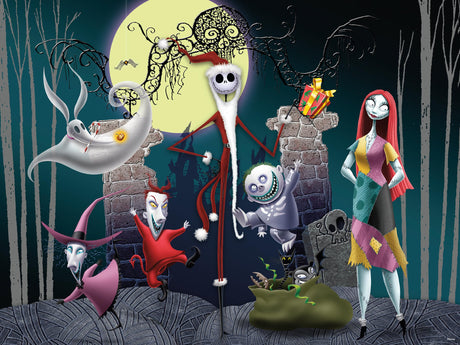 Ceaco - Disney - Tim Burton's Nightmare Before Christmas - Glow in The Dark - Festive Frolics - 750 Piece Jigsaw Puzzle Ceaco