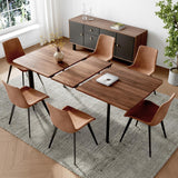 HIPIHOM 63"- 78.7" Extendable Dining Table Set for 6, Modern Kitchen Table with 6 Dining Chairs, Thickened Expandable Wooden Table with Metal Legs for Dining Room, Kitchen HIPIHOM