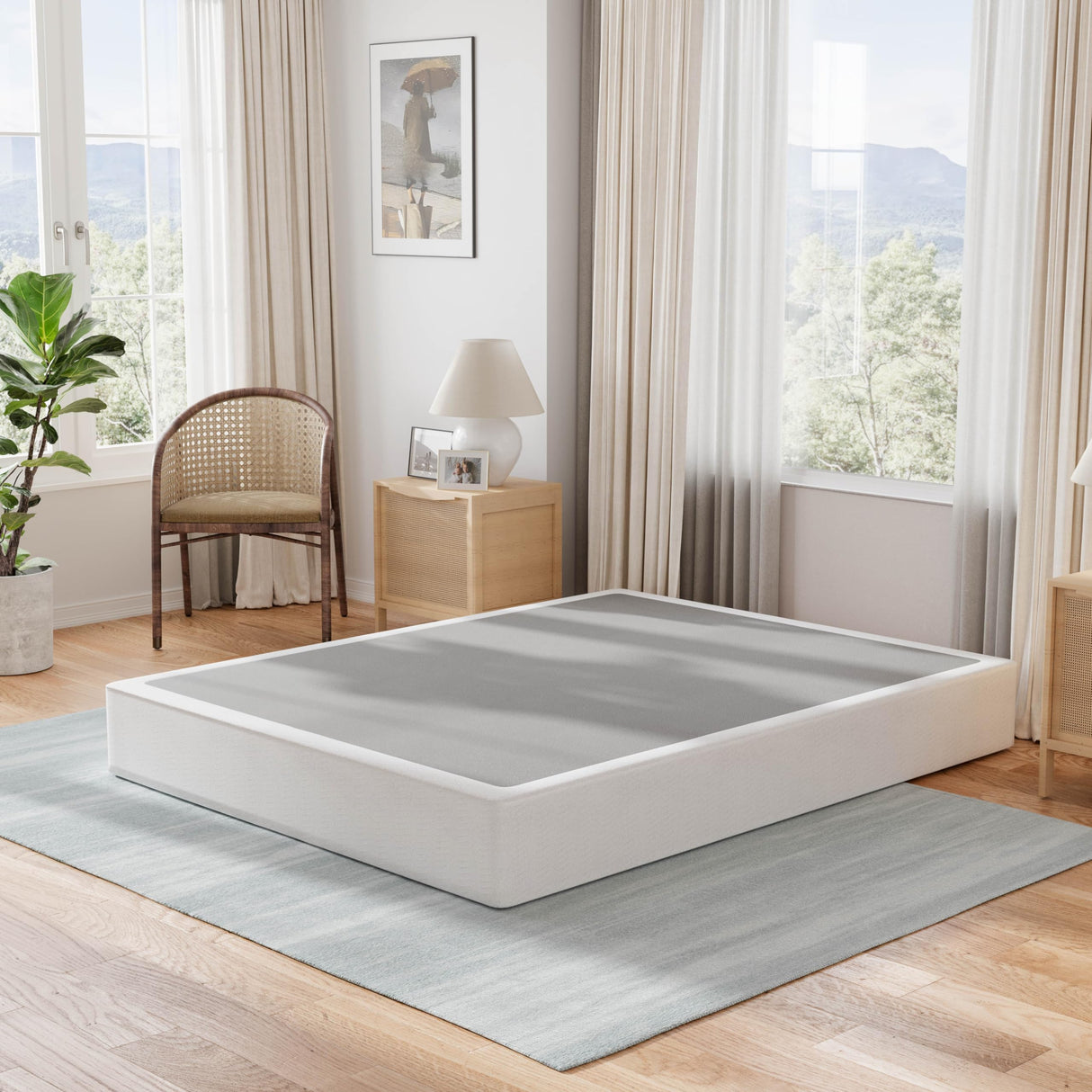 HUEIIS King Box Spring 9 Inch High Profile Strong Metal Frame Mattress Foundation, Quiet Noise-Free,Easy Assembly, 3000lbs Max Weight Capacity HUEIIS