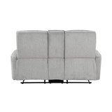 Lexicon Recliner Sofa for Living Room, Double Recliner RV Couch, Manual Wall Hugger Recliner Home Theater Seating Chenille Reclining Sofa, 58''W Loveseat with Center Console, Grey Lexicon
