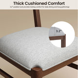 COLAMY Wooden Dining Chair with Fabric Upholstered Seat Set of 6, Modern Farmhouse Ladder Back Dining Room Chair, Solid Wood Transitional Kitchen Chair, Dark Brown COLAMY