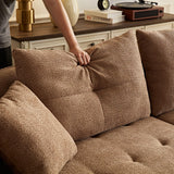 YOPENG 109" Curved Couch Modular Sectional Sofa,Modern Boucle Fabric Tufted Upholstered Couches,4 Seats Extra Deep Curved Sofas for Living Room,Bedroom,Small Spaces,Camel YOPENG