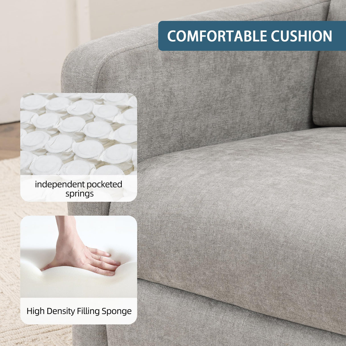 Ketaiyou Power Swivel Rocking Recliner Chair, High Back Electric Rocker Nursery Glider Chair, USB and Type-C Ports, Upholstered Fabric Reclining Single Sofa Chair for Living Room (Grey) Ketaiyou