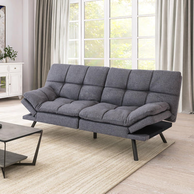 Hcore Futon Sofa Couch Bed,Convertible Futon Couch Bed,Memory Foam Futon Sleeper Sofa,Loveseat Sofa Bed,Small Splitback Polyester Modern Sofa for Living Room,Office,Apartment,Dark Grey