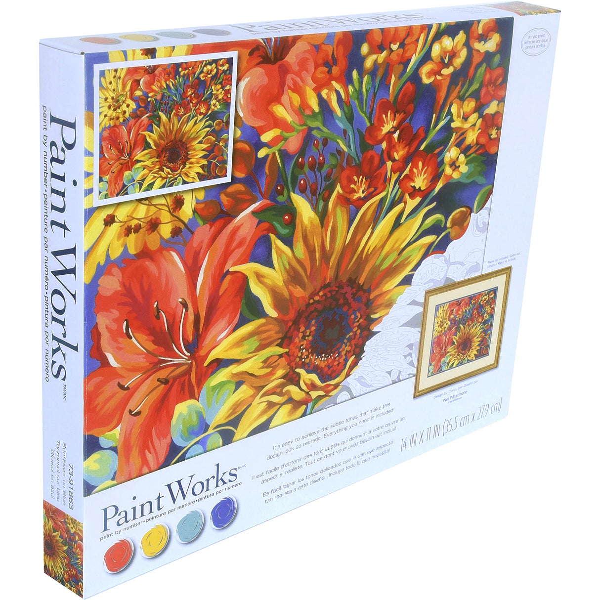 Dimensions Sunflower on Blue Paint by Number Kit for Adults and Kids, 14" x 11", Multicolor Dimensions