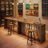 Tribesigns Bar Table, 63-Inch Counter Height Pub Table, Industrial Bar Height Table, Rectangular High Top Kitchen & Dining Counter Tables with Louvered Base for Narrow Space, Rustic Brown Tribesigns