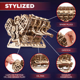 UGEARS V8 Engine Model Kit - Advanced 3D Wooden Puzzles for Adults - DIY Kits Gifts for Engineers - 3D Puzzle Model Engine Kit for Adults for Father's Day, Birthdays, Christmas - 776 Pcs UGEARS