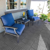 PrimeZone 54 PCS Plastic Interlocking Patio Deck Tiles - 12" x 12" Anti-Slip Waterproof Indoor Outdoor Flooring, Patio Floor Decking for Balcony, Backyard, Garden & Poolside, All Weather Use, Grey PrimeZone