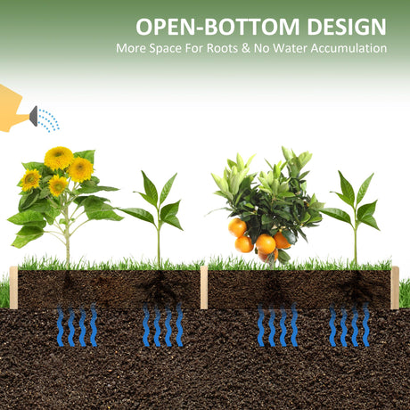 Outsunny 8x2ft Wooden Raised Garden Bed Kit, Elevated Planter with 2 Boxes, Self Draining Bottom and Liner, Patio to Grow Vegetables, Herbs, and Flowers, Natural Outsunny