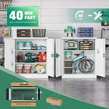 Letaya Metal Storage Cabinets with Lock Door,2 Adjustable Shelves Organizer Steel Storage Cabinets for Home,Office,Warehouse,Garage,Employee Lockers(White) Letaya