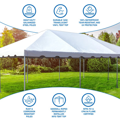 Party Tents DIRECT 20' x 40' Weekender West Coast Frame Style Party Tent | White PVC Top | for Weddings, Graduations, and Events